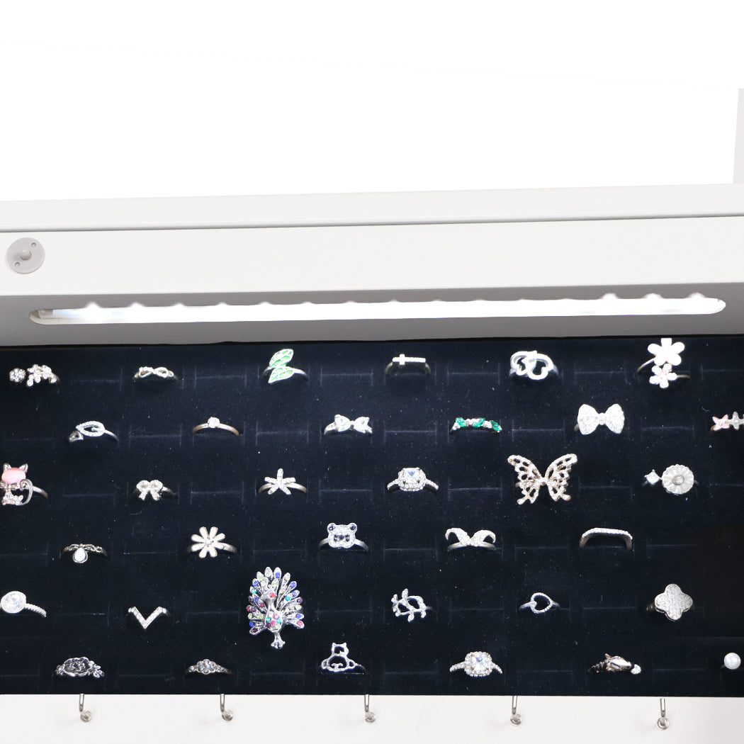 Mirror Jewellery Cabinet Makeup LED Light Storage Cosmetic Organiser Box