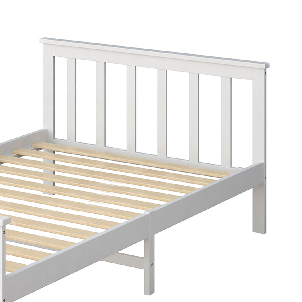 Paula Solid Pinewood Wooden Bed Frame no Drawers - White King Single
