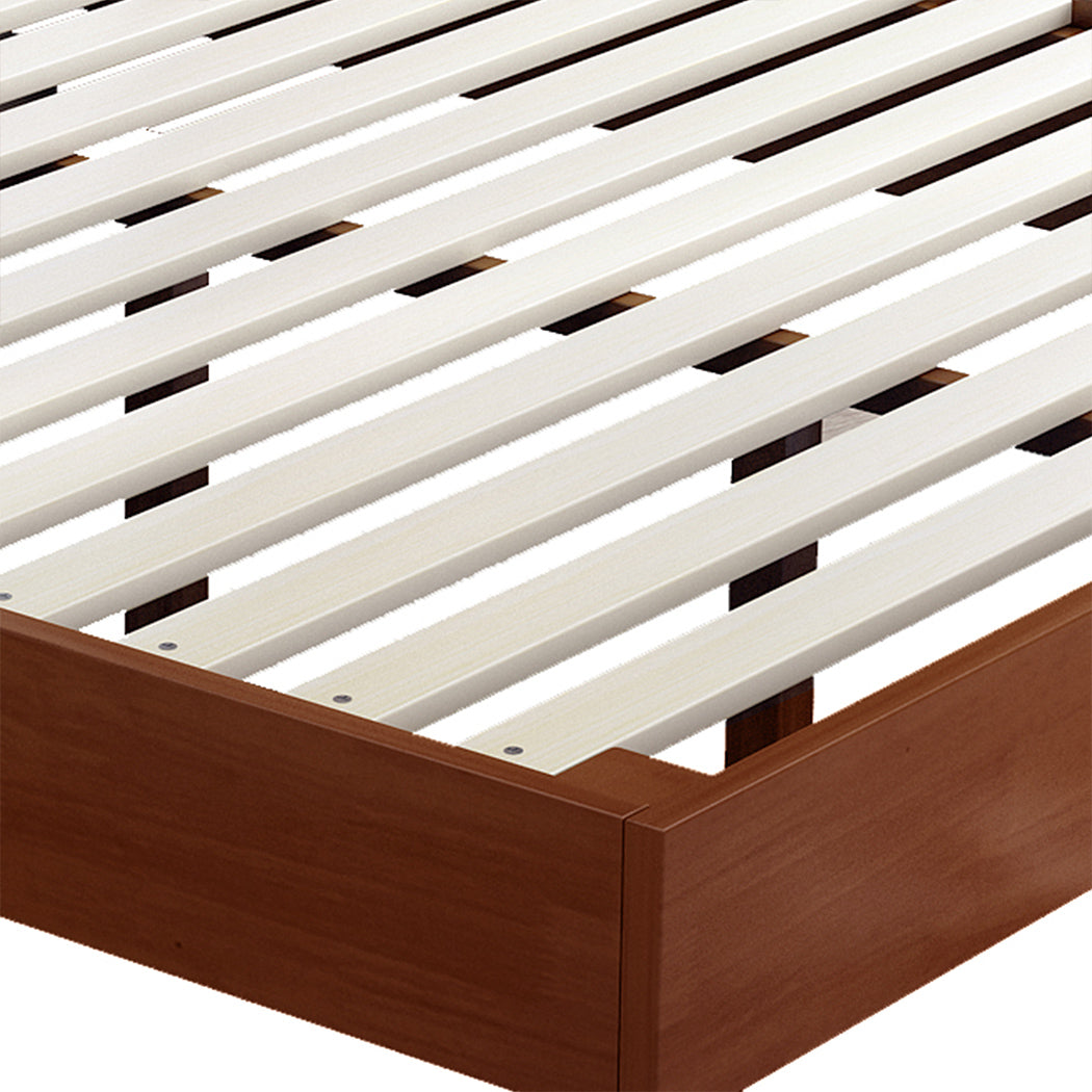 Naomi Rubberwood Bed Frame - Walnut Double
