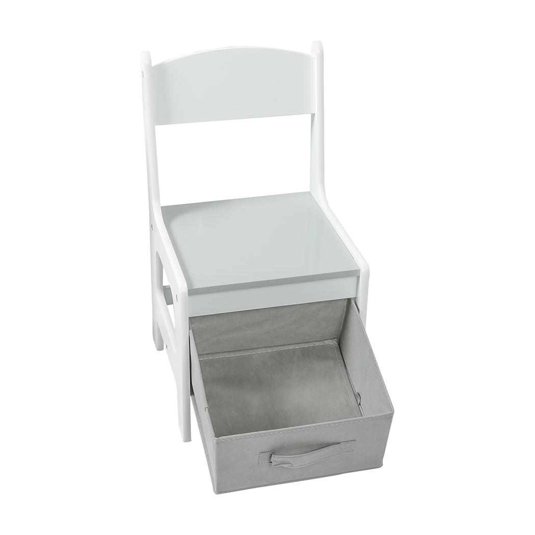 Poppy 3-Piece Kids Table & Chairs Set - White & Grey