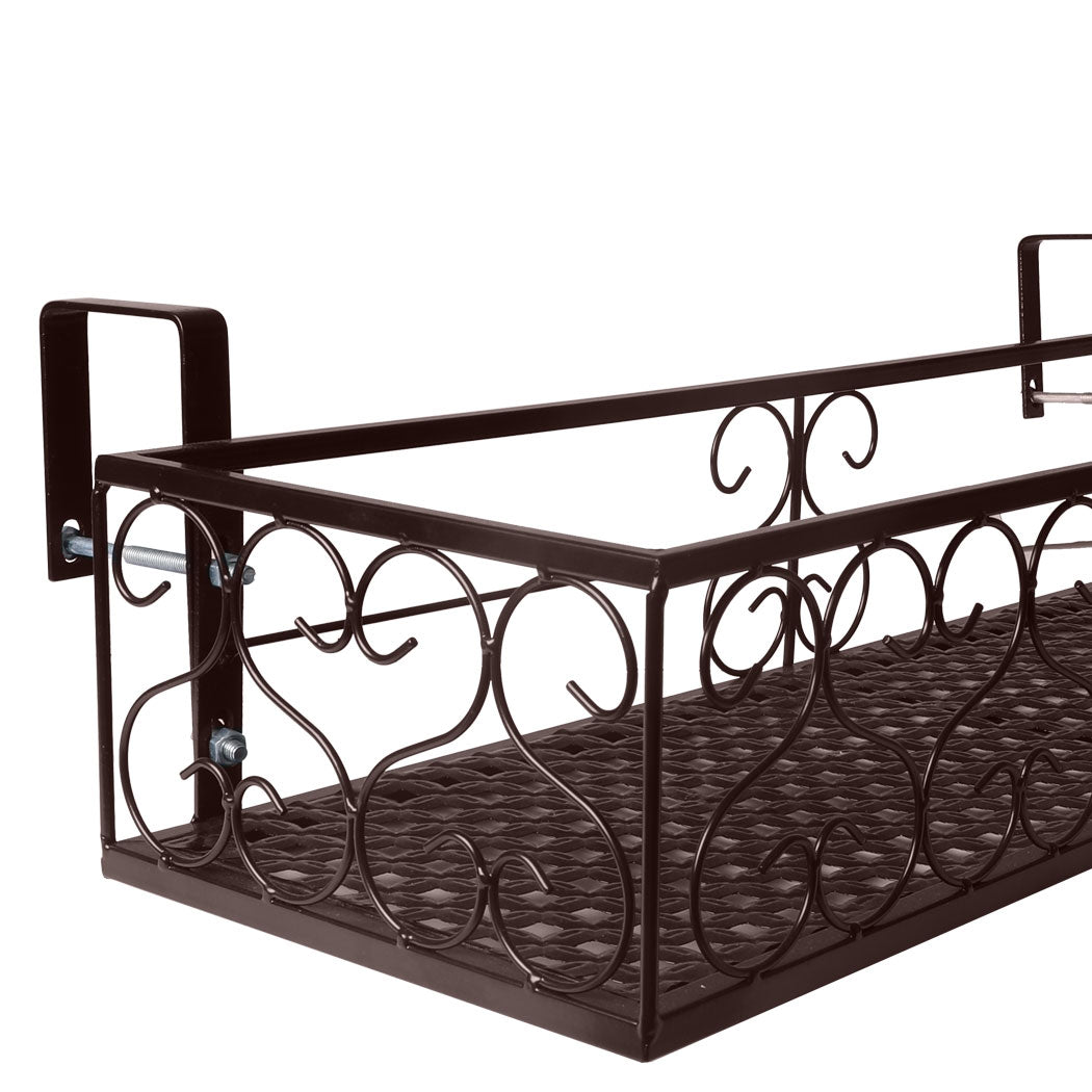 Plant Holder Plant Stand Hanging Flower Pot Basket Garden Wall Rack Shelf Rectangle Bronze