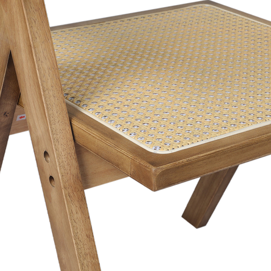 Elowen Dining Chair Solid Wood Rattan Armchair Wicker Accent Lounge Chairs - Natural