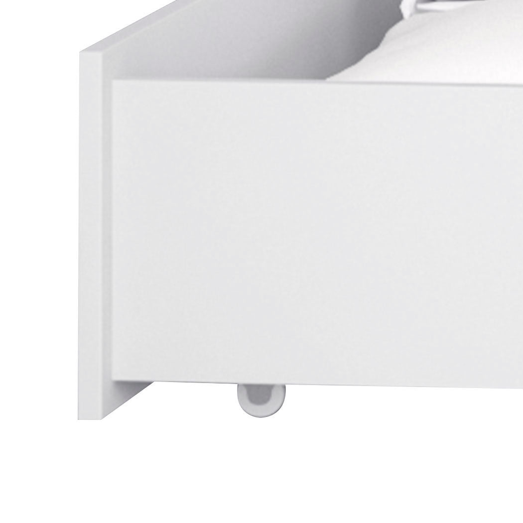 York Set of 2 Bed Frame Storage Drawers Wooden Timber Trundle For Bed Frame Base - White