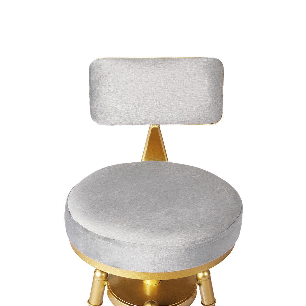 87cm Odesa Bar Stools Kitchen Stool Chair Swivel Barstools Velvet Padded Seat - Grey