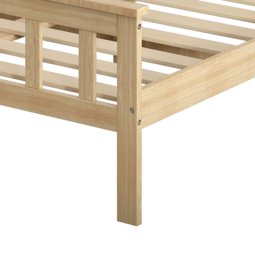 Paula Solid Pinewood Wooden Bed Frame no Drawers - Natural King Single