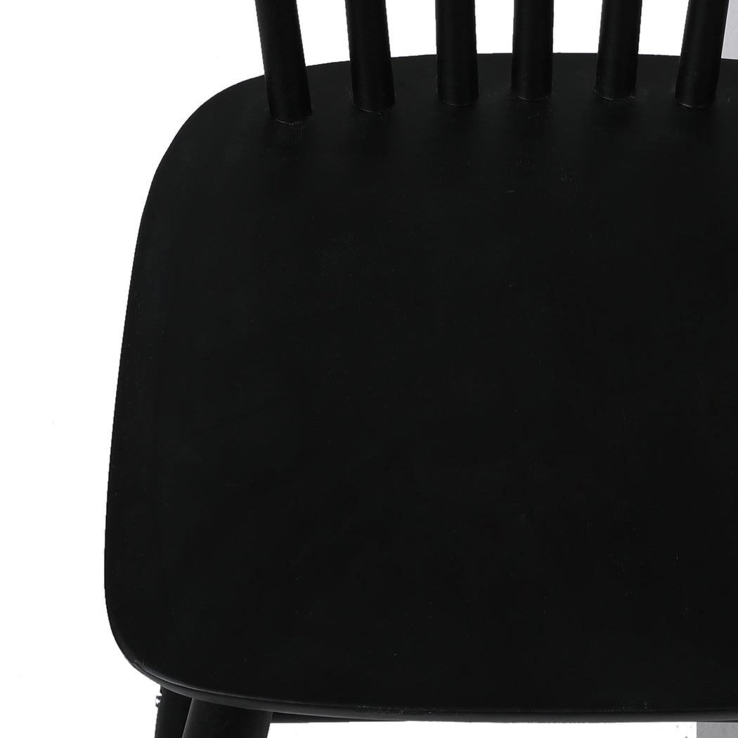 Cade Set of 2 Dining Chairs Side Replica Kitchen Wood Furniture - Black