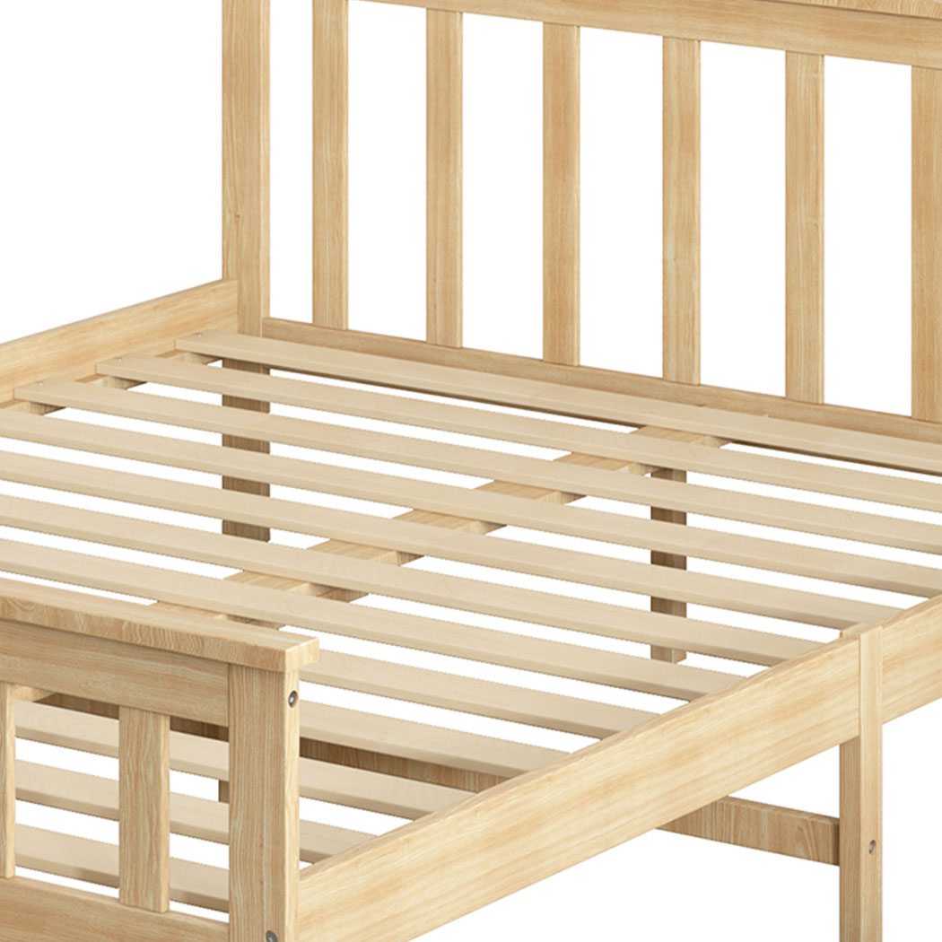 Mia Wooden Bed Frame Base Solid Timber Pine Wood Natural - Queen