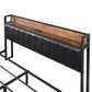Fargo Bed Frame PU with 4 Drawers and USB Charger - Black Queen