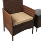 Rhyse 2-Seater Furniture Patio Garden Chair Table Rattan Wicker Cushion Seat 3-Piece Outdoor Setting - Brown