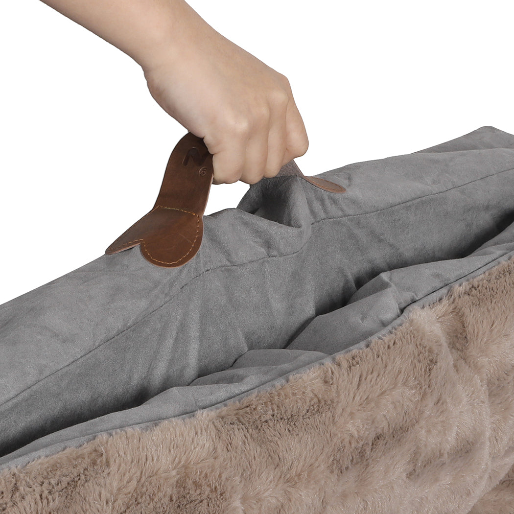 XLarge Dog Beds Calming Warm Soft Plush Comfy - Khaki