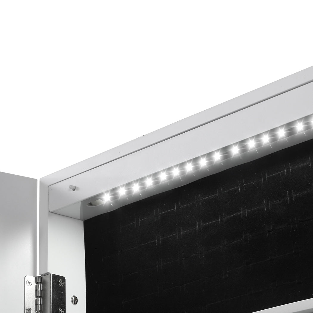 Dual Use Mirrored Jewellery Dressing Cabinet with LED Light White