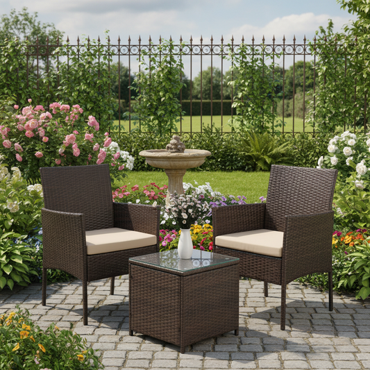 Tyler 2-Seater Delightful 3-Piece Outdoor Bistro Set - Brown