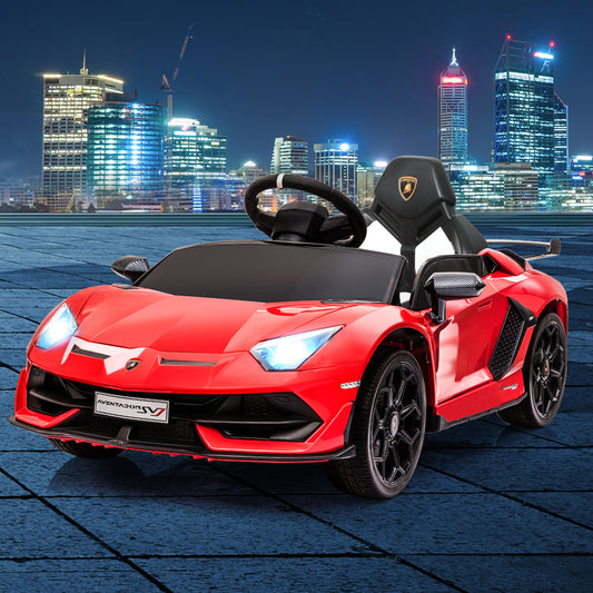 Kids Ride On Car Lamborghini SVJ Licensed Electric Dual Motor Toy Remote Control - Red
