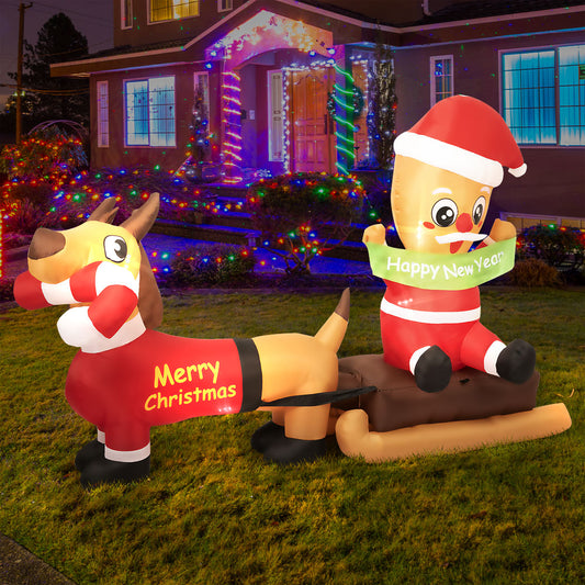 Dog Sleigh 2.1M Christmas Inflatable Xmas Outdoor Decor Garden LED Light