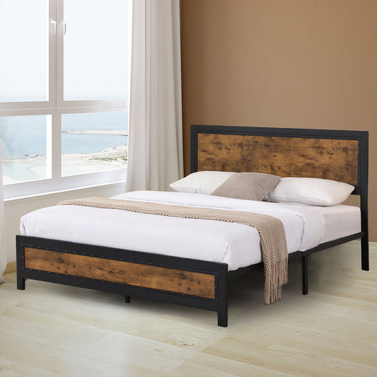 Balmy Bed & Mattress Package with 32cm Mattress - Black & Wood Double