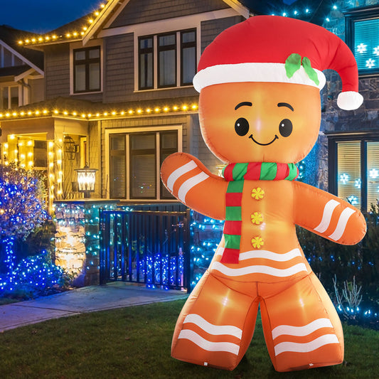 Gingerbread Man 2.4M Christmas Inflatable Gingerbread Man Xmas Decor LED Lights Outdoor