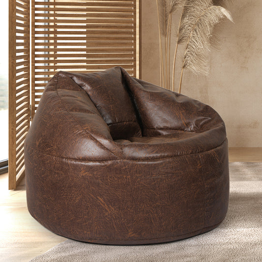 Bean Bag Chair Cover PU Indoor Home Game Lounger Seat Lazy Sofa Large - Brown