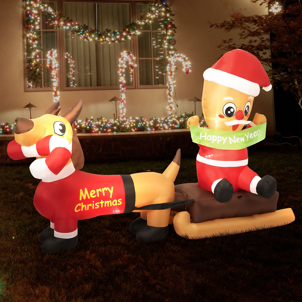 Dog Sleigh 2.1M Christmas Inflatable Xmas Outdoor Decor Garden LED Light
