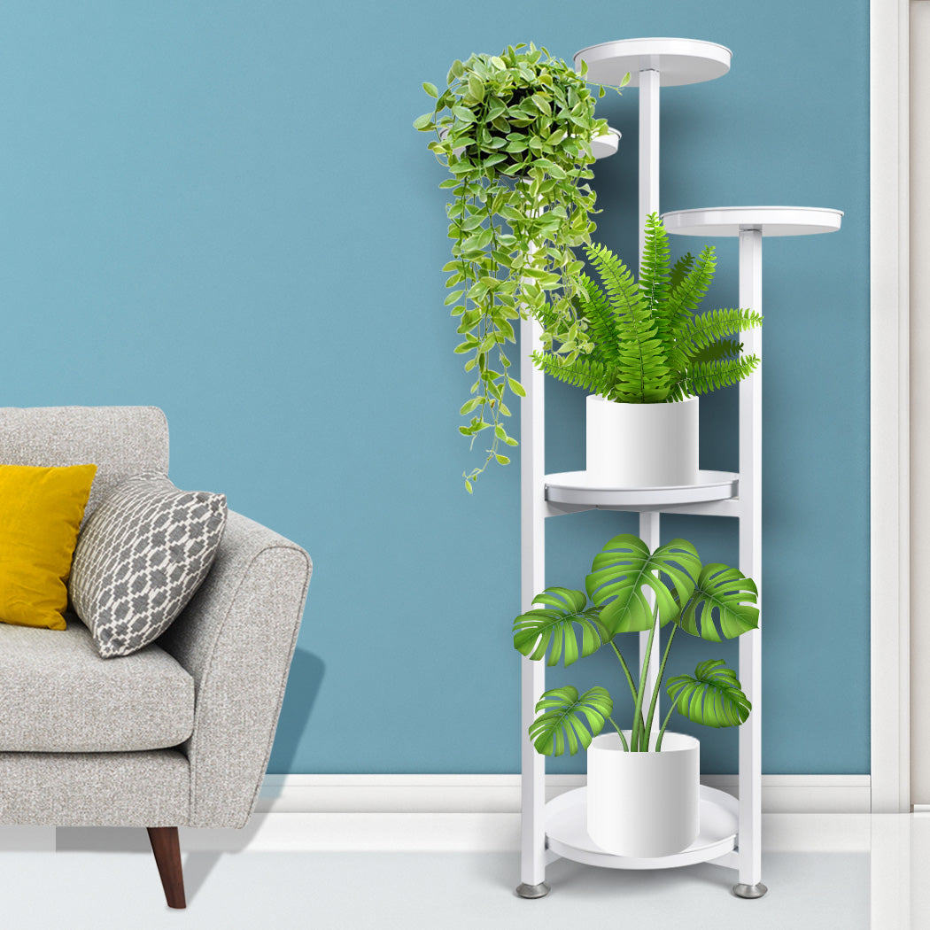 Plant Stand Outdoor Indoor Flower Pots Rack Garden Shelf White 120CM