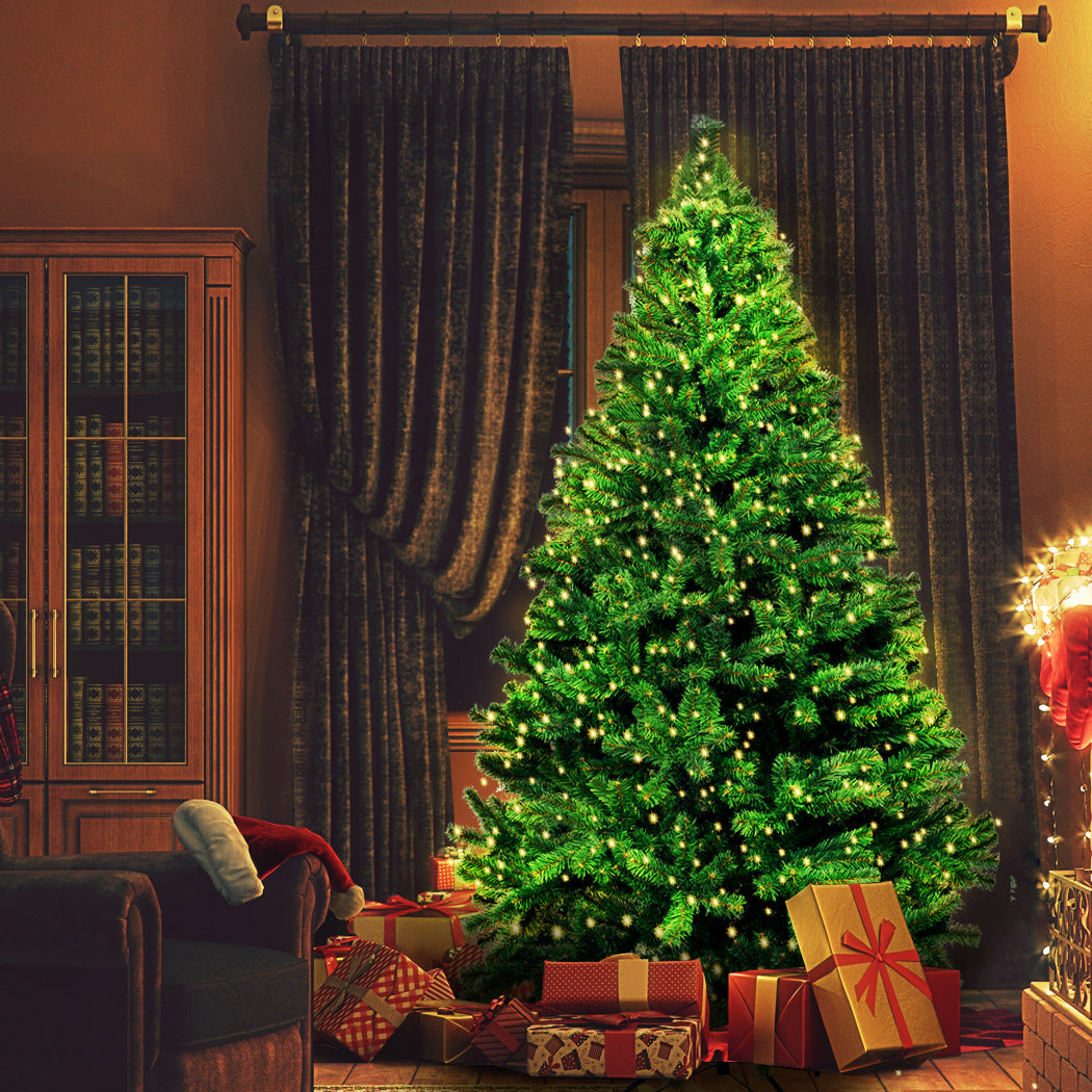 6ft 1.8m 874 Tips Christmas Tree Xmas Home Garden Decor Warm with String Lights