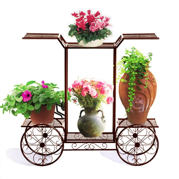 Plant Stand Outdoor Indoor - Bronze Metal Flower Pots Rack Corner Planter Shelf
