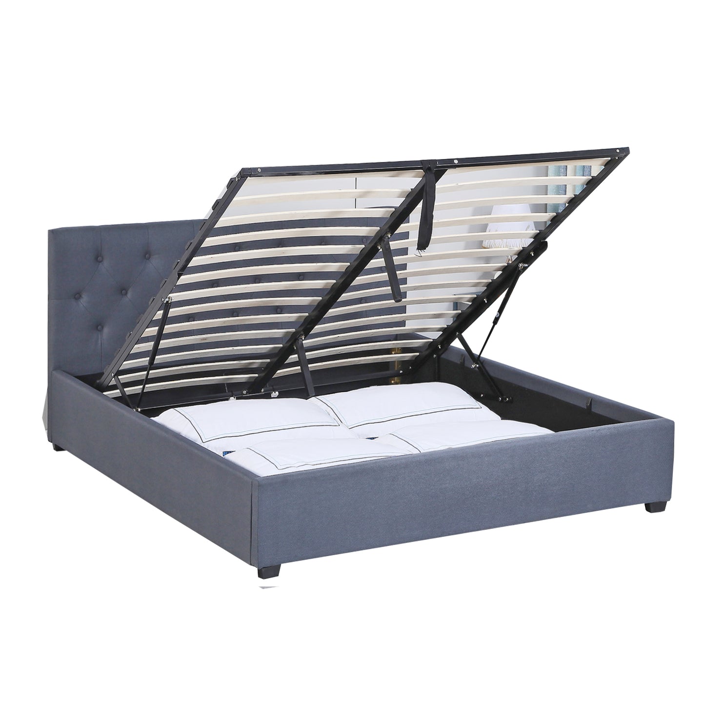 Celle Bed Frame Base Gas Lift With Headboard - Grey King