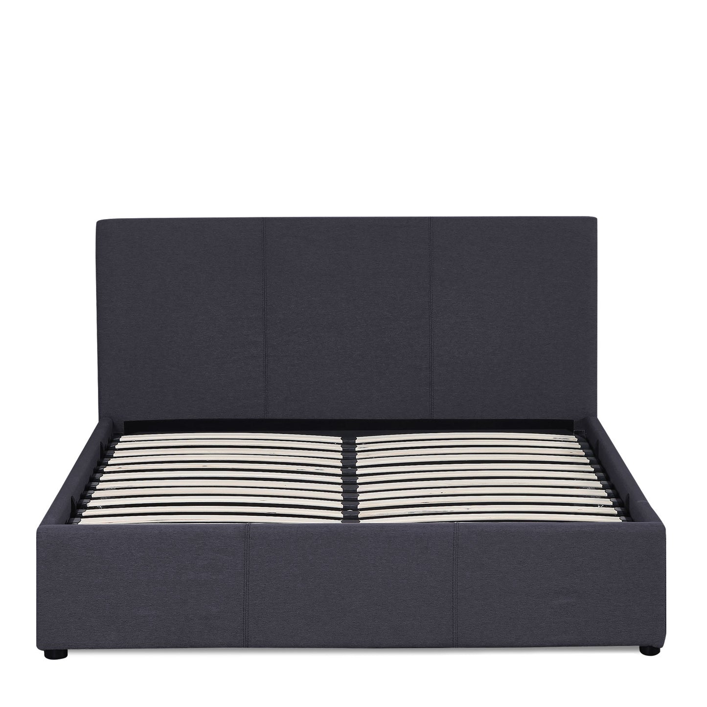 Stella Gas Lift Bed Frame with Headboard - Charcoal King Single
