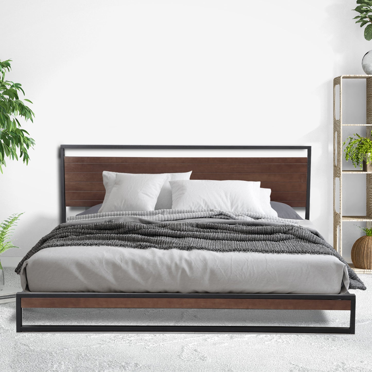 Xylia Bed Frame With Headboard - Black King