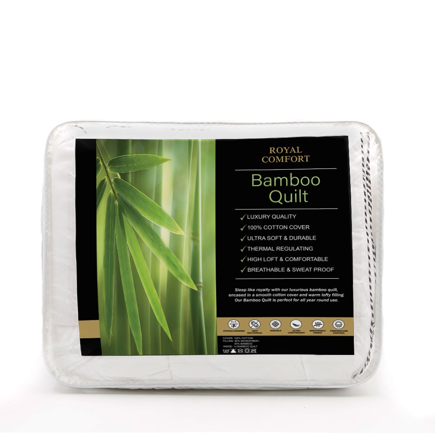 QUEEN 250GSM Luxury Bamboo Quilt - White