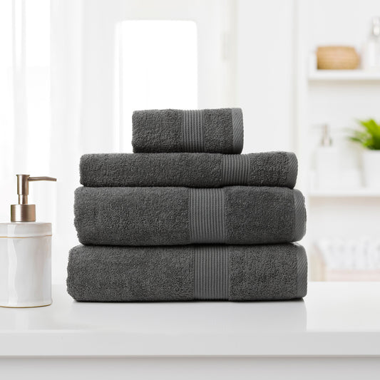 Cotton Bamboo Towel 4-Piece Set Granite