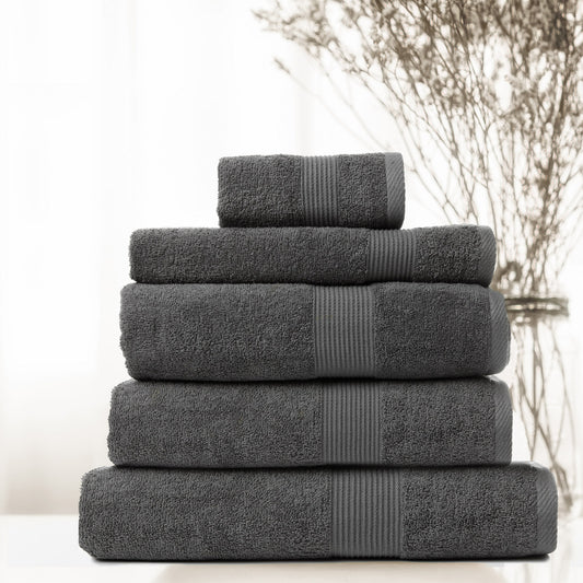 Cotton Bamboo Towel 5-Piece Set Granite