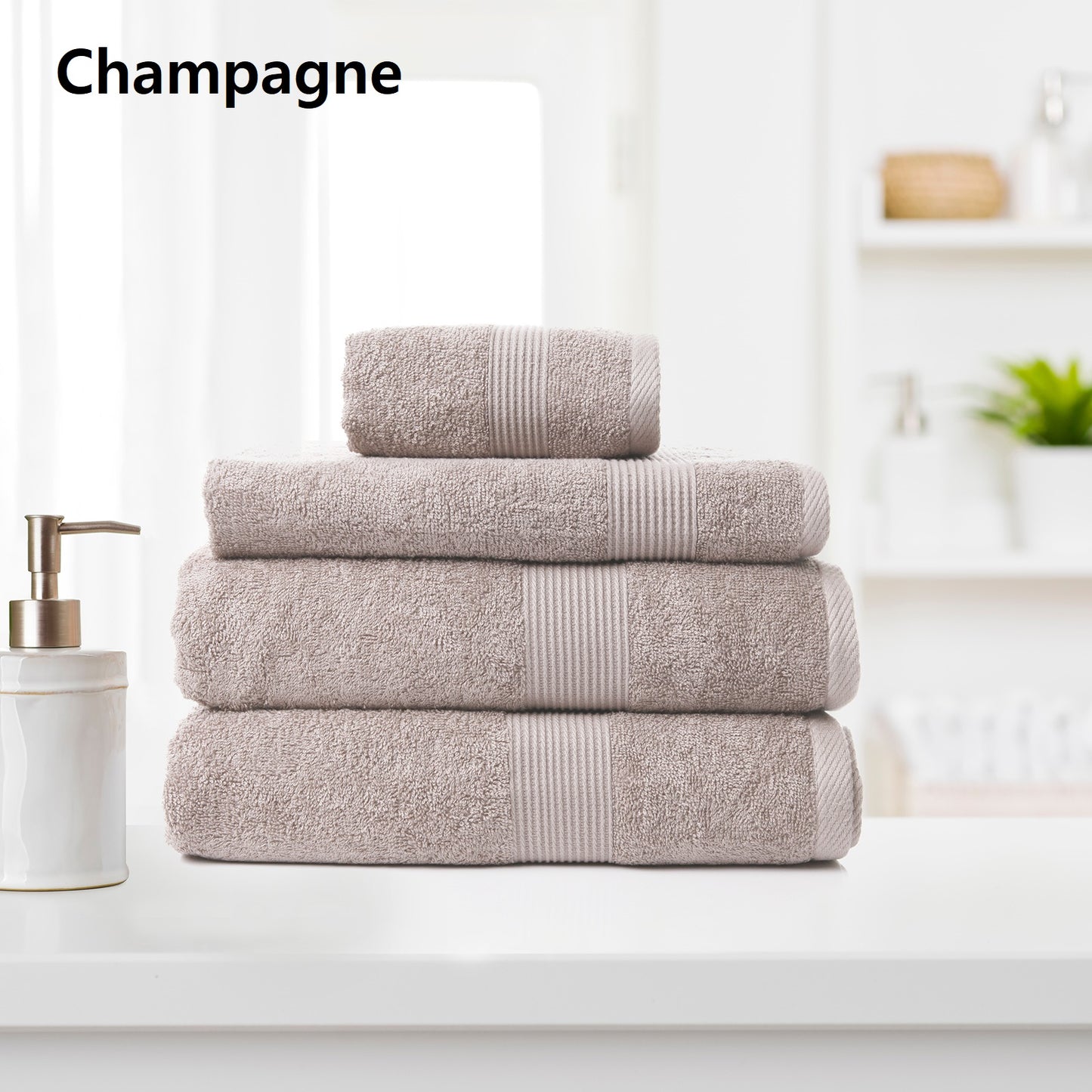 Cotton Bamboo Towel 4-Piece Set Champagne