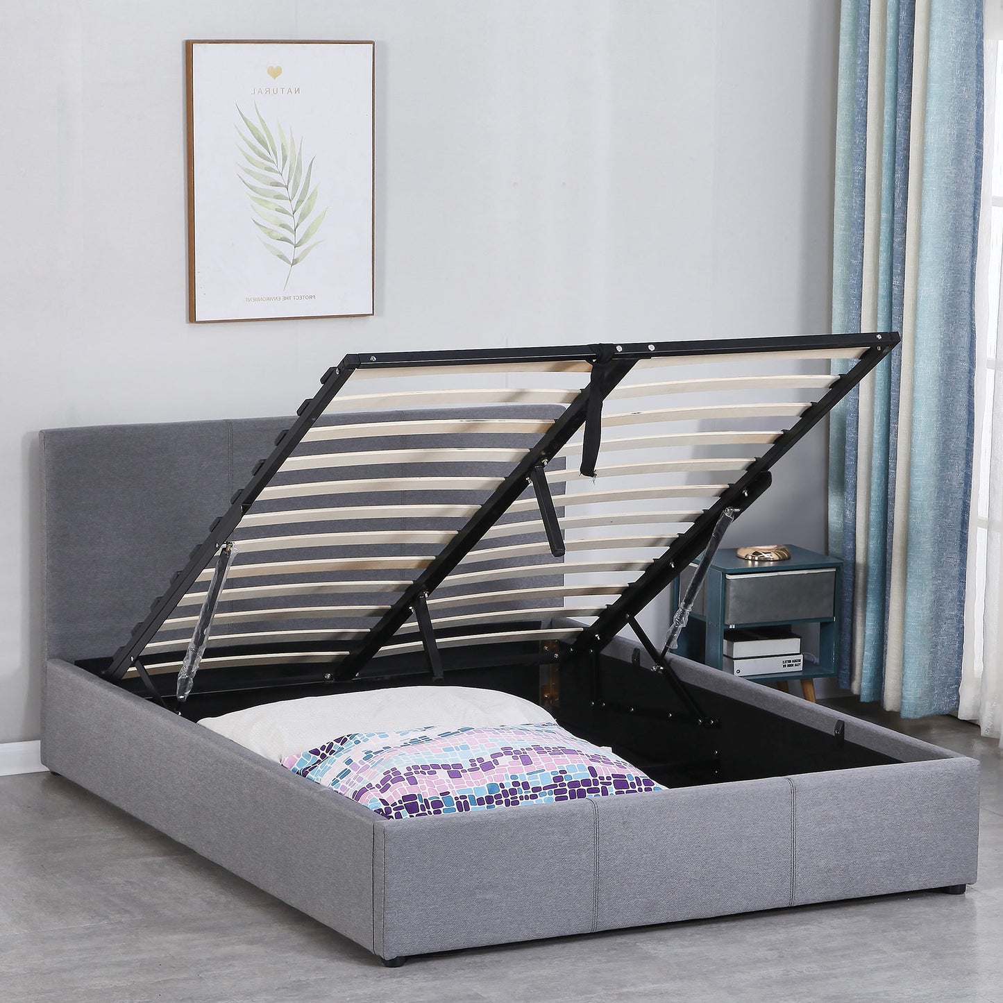 Stella Gas Lift Bed Frame with Headboard - Grey King