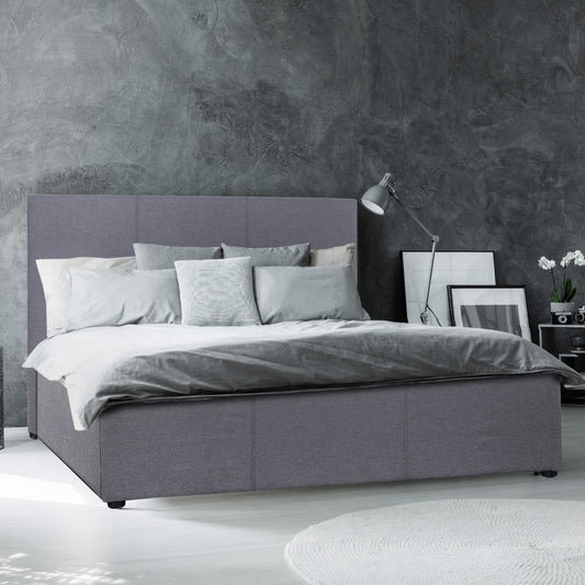 Stella Gas Lift Bed With Headboard - Grey King Single