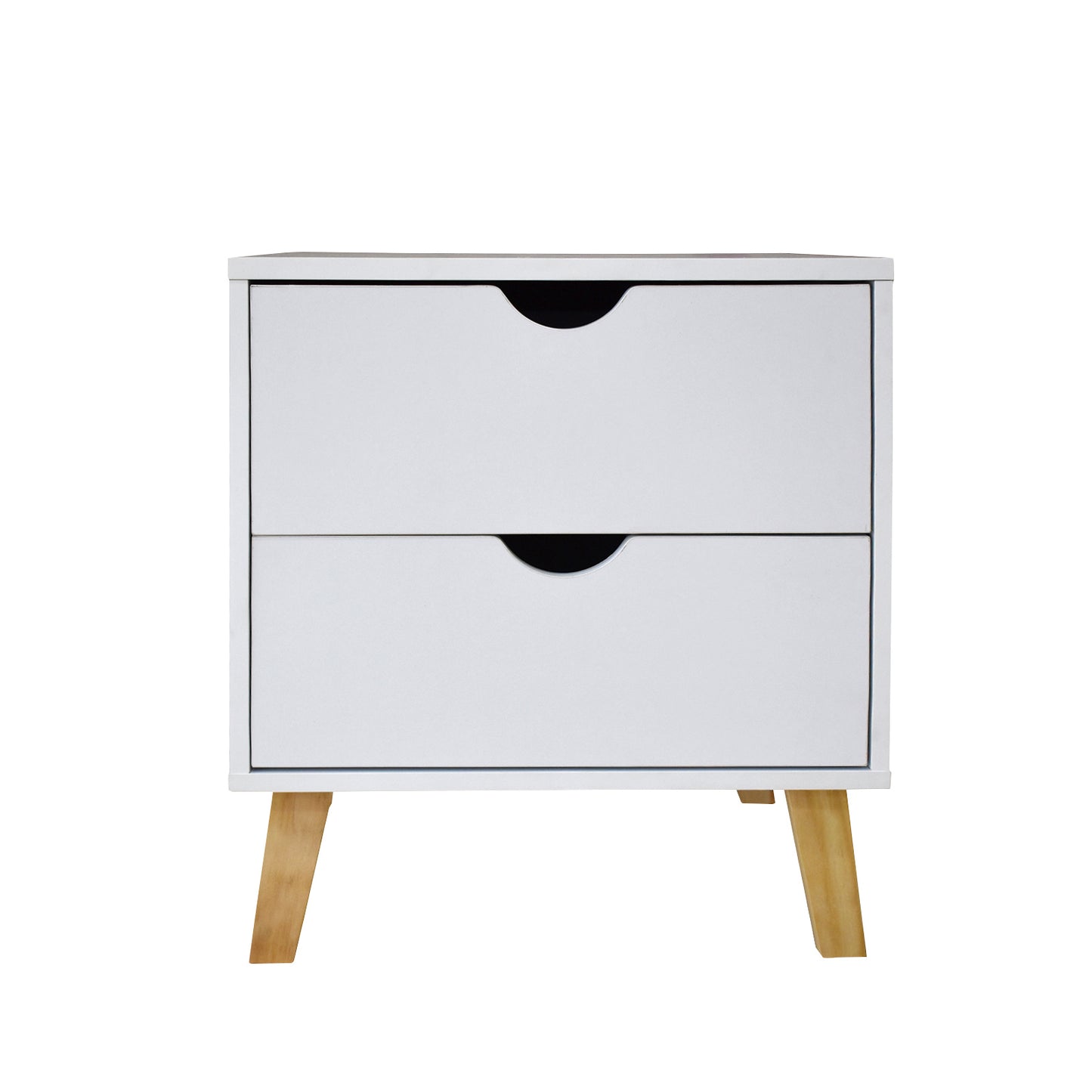 Kitimat Wooden Bedside Tables with 2 Drawers - White