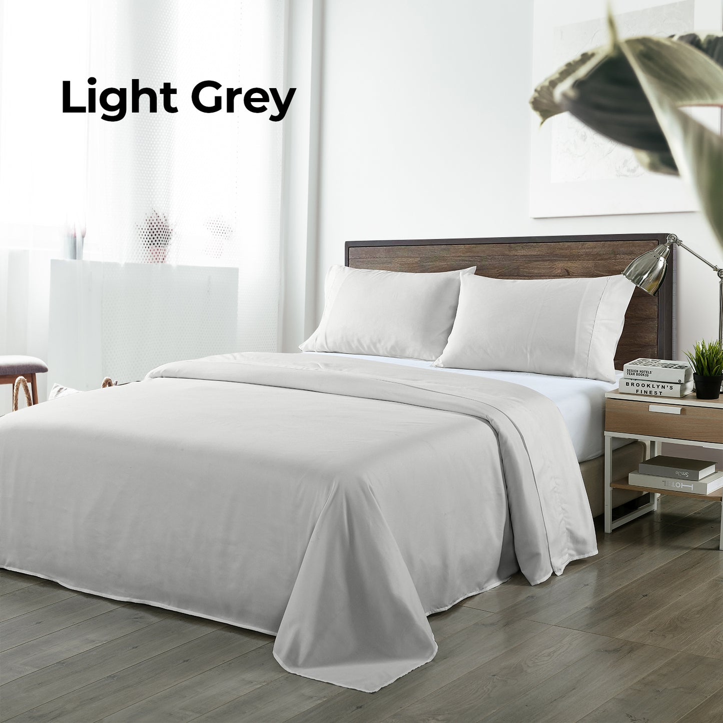 QUEEN Blended Bamboo Sheet Set - Light Grey