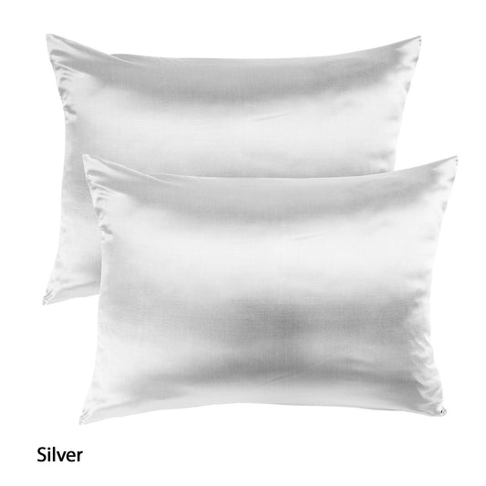 51x76cm Mulberry Silk Pillow Case Twin Pack - Silver