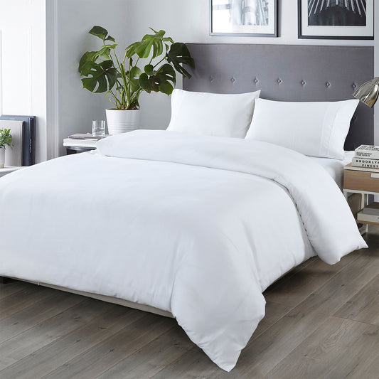 DOUBLE Blended Bamboo Quilt Cover Set - White
