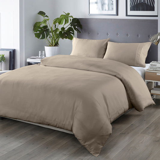 DOUBLE Blended Bamboo Quilt Cover Set - Warm Grey
