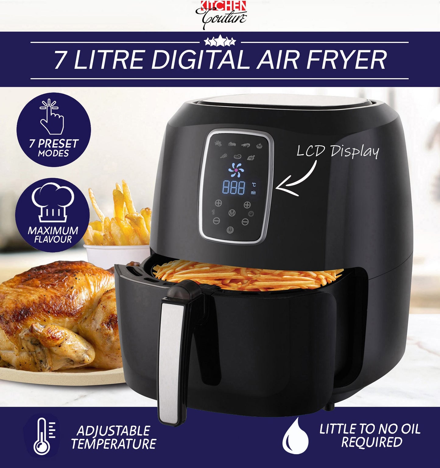 7L Digital Air Fryer - Black