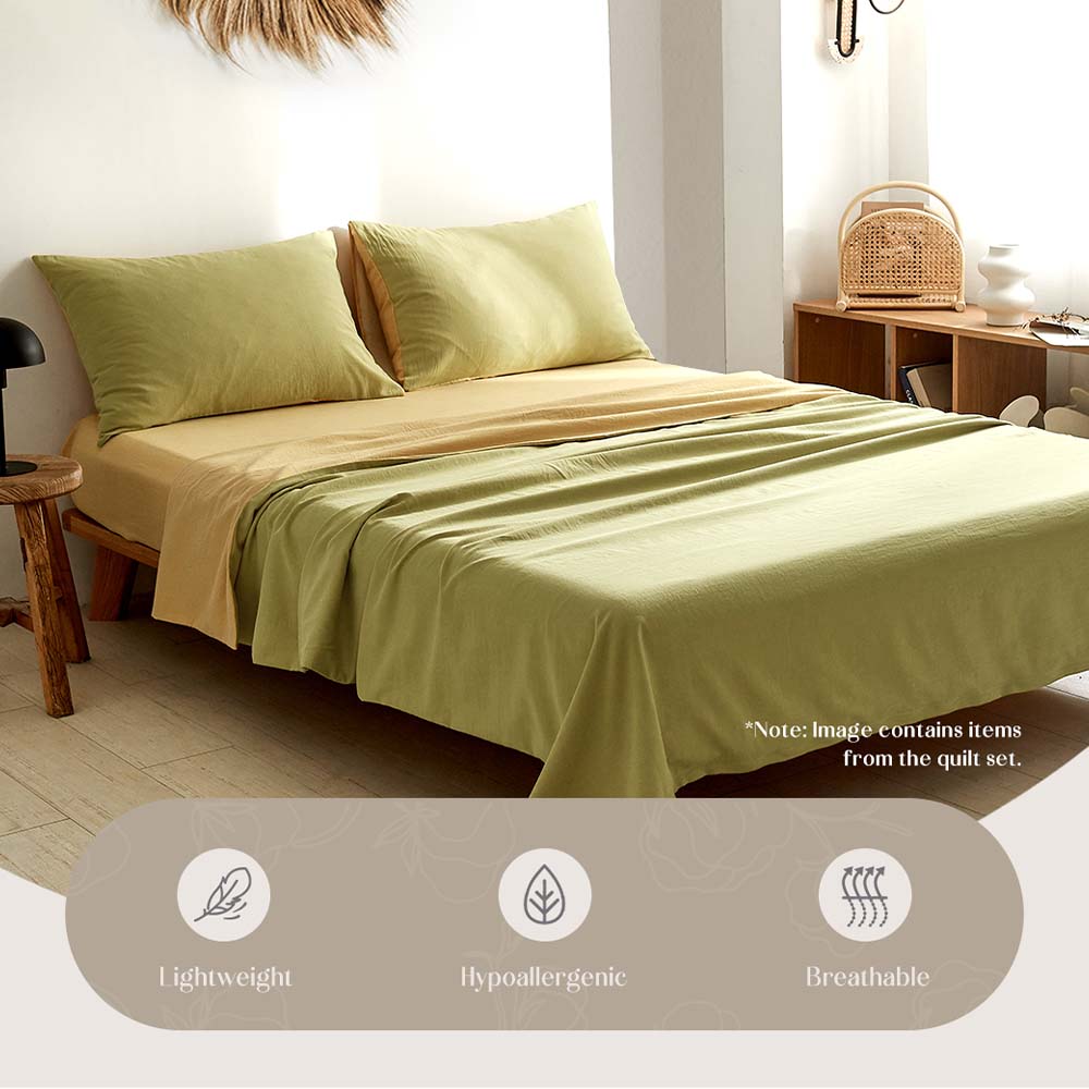 Single Cosy Club Cotton Bed Sheets Set Yellow Cover
