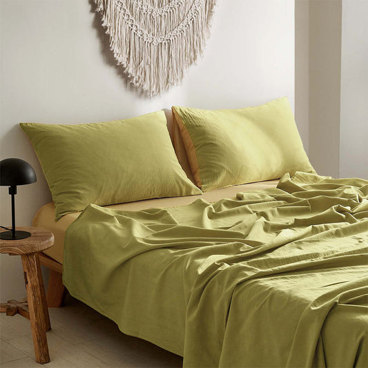 Single Cosy Club Cotton Bed Sheets Set Yellow Cover