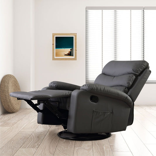Rhea Massage Chair Recliner Chair Heated Lounge Sofa Armchair 360 Swivel - Grey