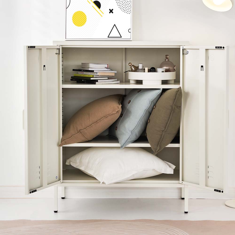 Ansel Metal Buffet Sideboard Cabinet - White