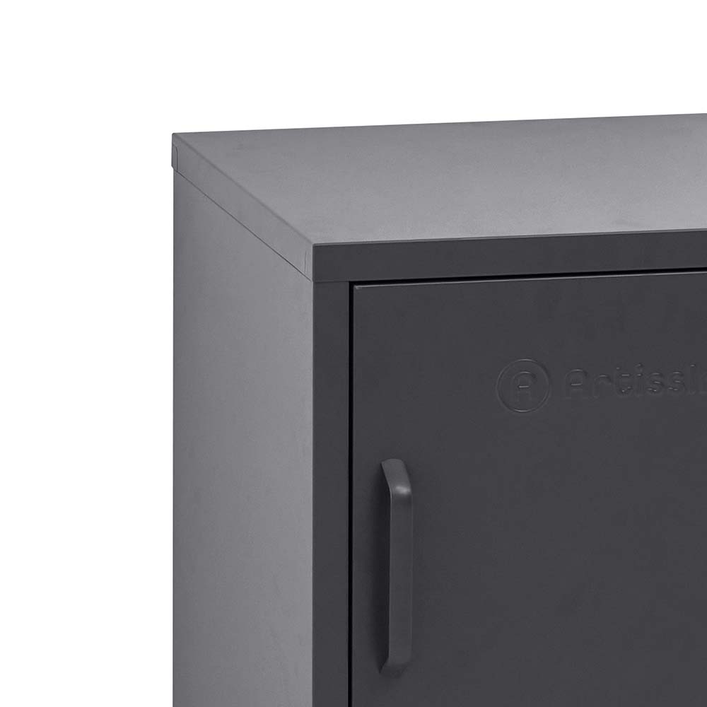 Quesnel Rolled Steel Bedside Tables Metal Locker Storage Shelf Filing Cabinet Cupboard - Black
