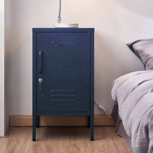 Quesnel Rolled Steel Bedside Tables Metal Locker Storage Shelf Filing Cabinet Cupboard - Blue