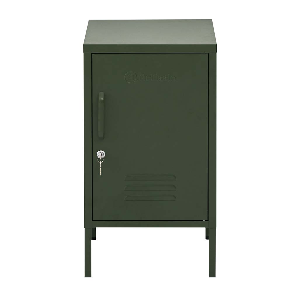 Quesnel Rolled Steel Bedside Tables Metal Locker Storage Shelf Filing Cabinet Cupboard - Green