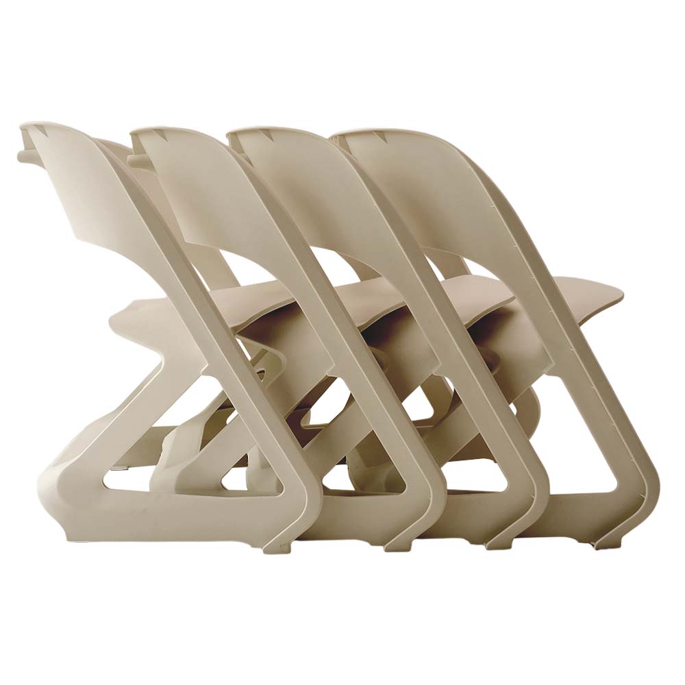 Kendall Set of 4 Dining Chairs Office Cafe Lounge Seat Stackable Plastic Leisure - Beige