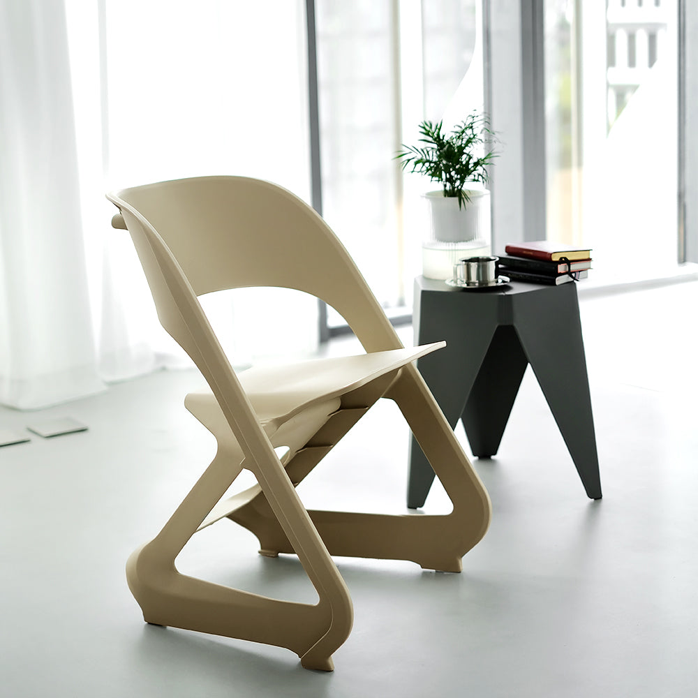 Kendall Set of 4 Dining Chairs Office Cafe Lounge Seat Stackable Plastic Leisure - Beige