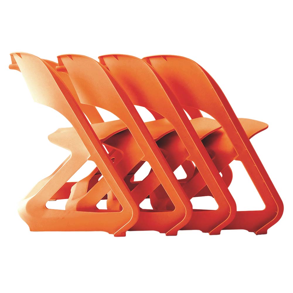 Kendall Set of 4 Dining Chairs Office Cafe Lounge Seat Stackable Plastic Leisure - Orange
